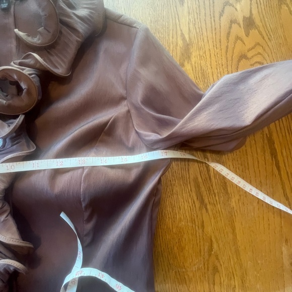 LAST CALL Samuel Dong Vintage Designer Couture Ruffle Blouse Top 8 Bronze Plum - Picture 3 of 9